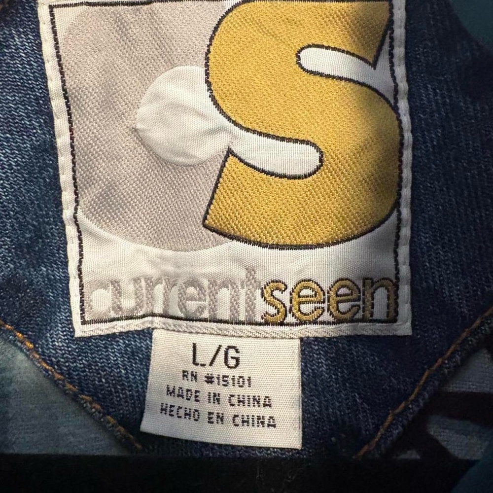 Current Seen 80s/90s Denim Jacket + Embroidery/Patchwork/Satin/Tapestry Details - Picture 6 of 8